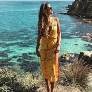 TIGERLILY Anja Yellow Stretch Reversible Maxi Dress